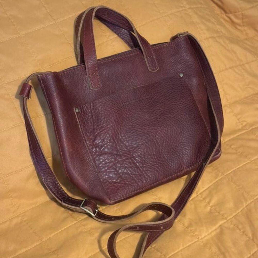 Portland Leather Goods Mini Crossbody Tote in Cinnamon Bear